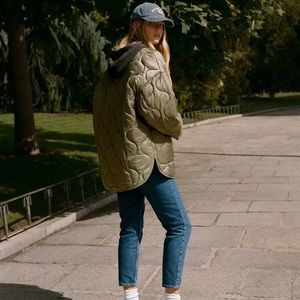 mango water repellent quilted jacket